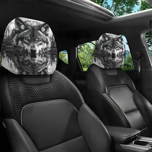 2pcs 11x10.2 inch Ethereal Wolf Reflection Pattern Car headrest covers,Universal,easy to install,and durable car interior seat accessories.Suitable for daily commutes and travel,these are ideal gifts for car enthusiasts and as holiday presents,0109LYY