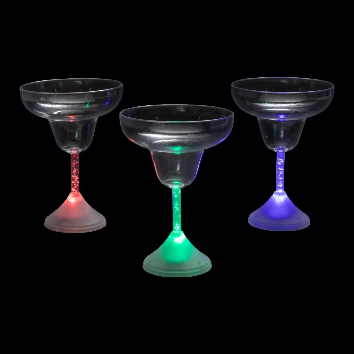 Light-Up Reusable Plastic Margarita Glasses - 6 Ct. - Multicolor, 7 Different Light Colors, Batteries Included, for Bachelorette Party, Wedding, Kitchenware Drinkware Accessories, Corporate Event