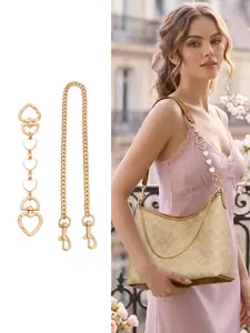 2pcs Heart Shaped Purse Strap Extender Metal Bag Chain Replacement Handbag Accessories Gold Tone Strap Extension for Women