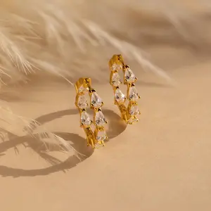 Inside Out Pear Diamond Hoops by Caitlyn Minimalist