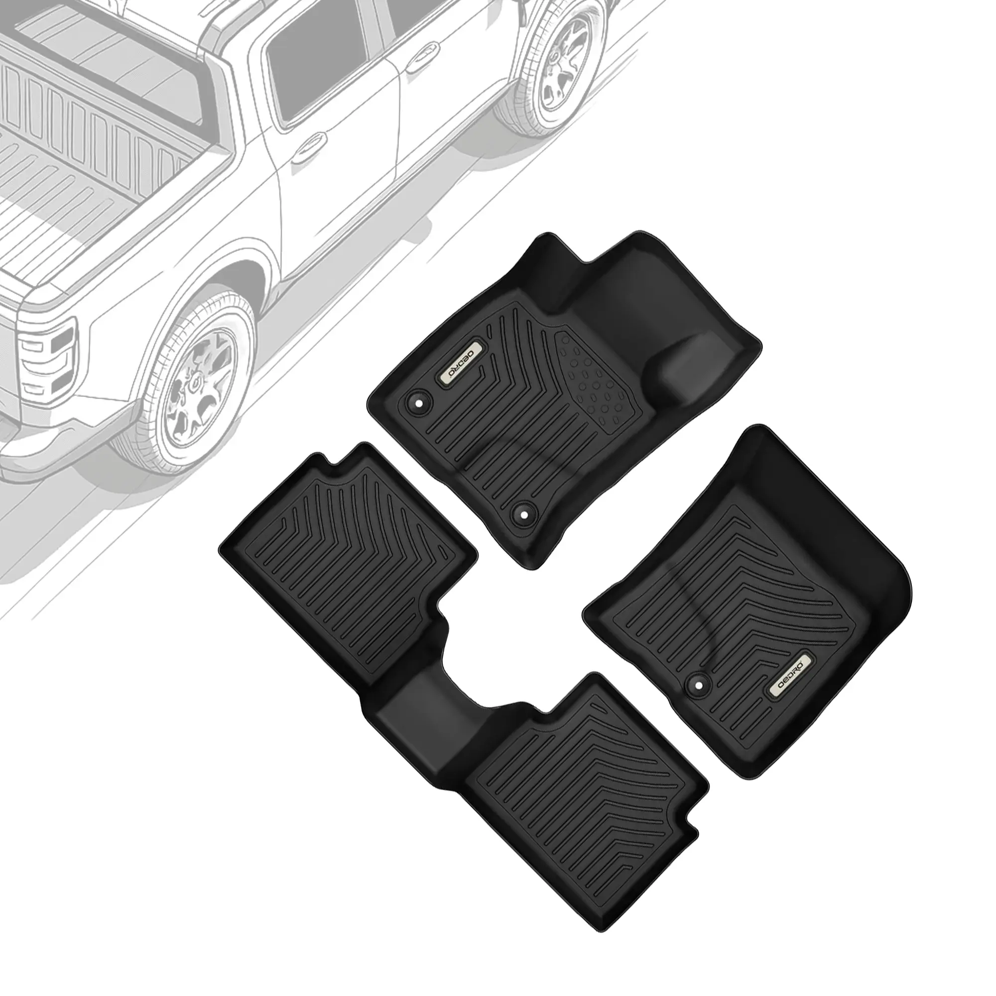 OEDRO TPE Floor Mats fits 2022-2024 Ford Maverick No Hybrid, All Weather, Waterproof