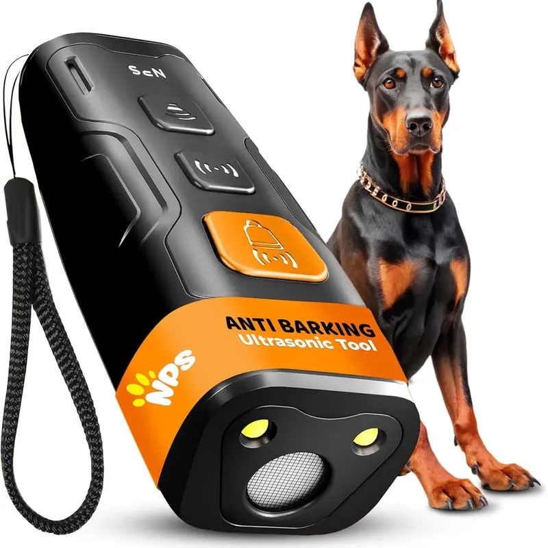NPS Dog Bark Deterrent Device Stops Bad Behavior - No need yell or swat, Just point to a dog, Hit the button - Long-range ultrasonic anti bark tool