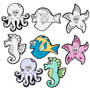 Bulk 48 Pc. Color Your Own Fuzzy Under the Sea Magnets