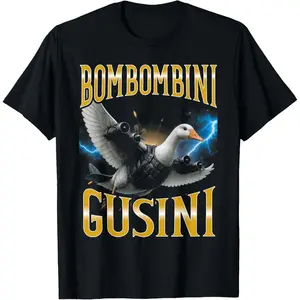 Cotton Streetwear Graphic Tees Casual Round Neck Shortsleeve Fashion Italian Brainrot Meme Bombombini Gusini Funny T-Shirt