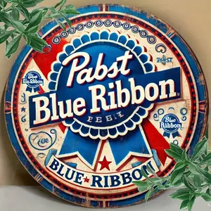 1pc Vintage Pabst Blue Ribbon Retro Aluminum Metal Sign 8x8 Inch Americana Pub Bar Wall Decor for Home Man Cave Garage