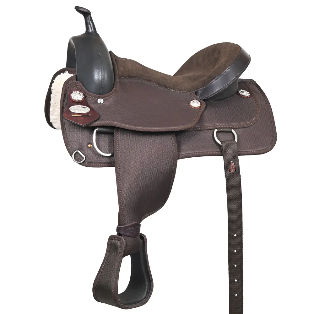 HILASON Flex Tree Western Horse Trail PleasureIn American Leather Saddle Brown | for Horses