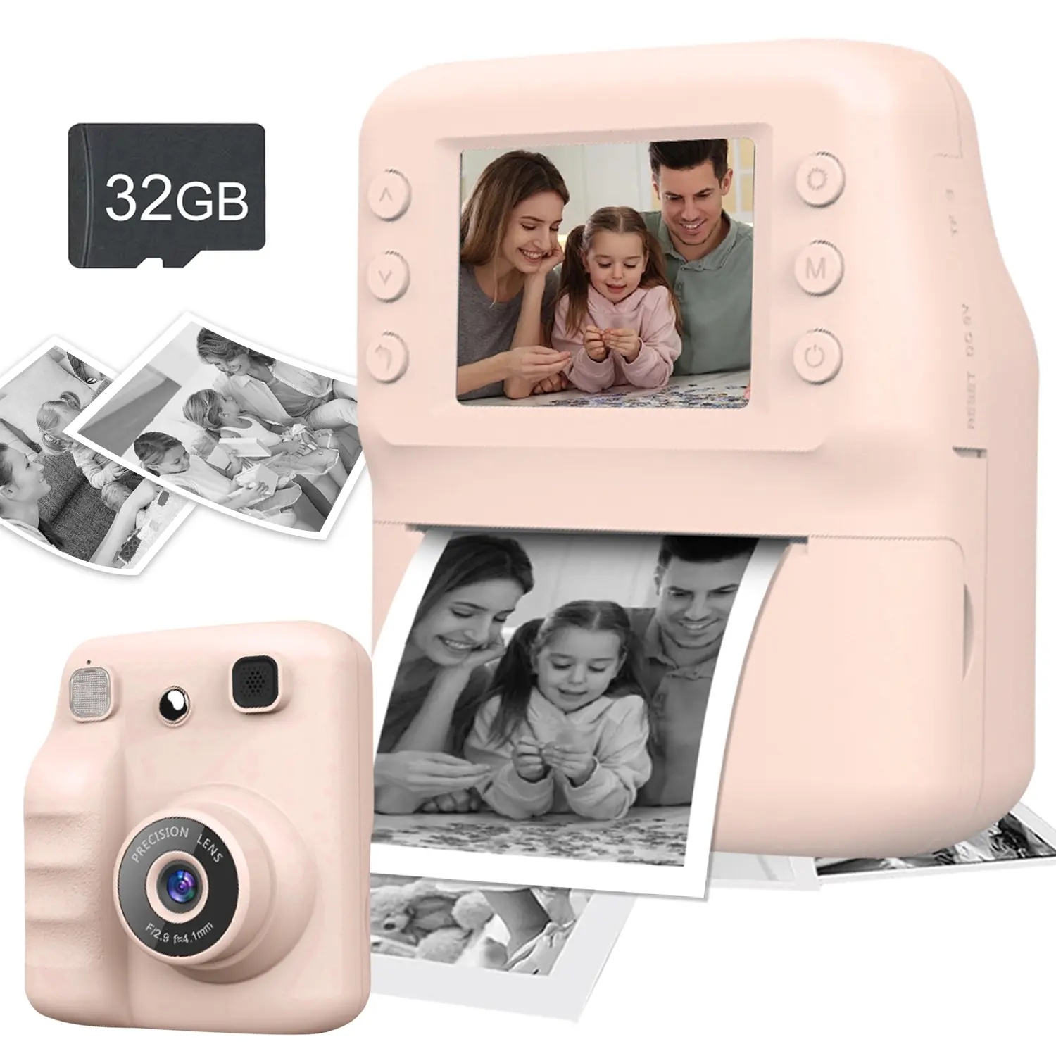 Adorable Pink youngsters' Digital Camera, Instant Cameras, Instant Print, Selfie & Video Capabilities, USB Rechargeable, ABS Body, Portable Camera - Ideal Birthday or Christmas Gift for Boys & Girs Ages 3-12