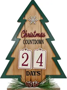 Countdown to Christmas Wooden Advent Calendar, Rustic Tabletop Christmas Tree 2024 Xmas Advent Calendar for Boys Girls Kids Holiday Xmas Party Favors