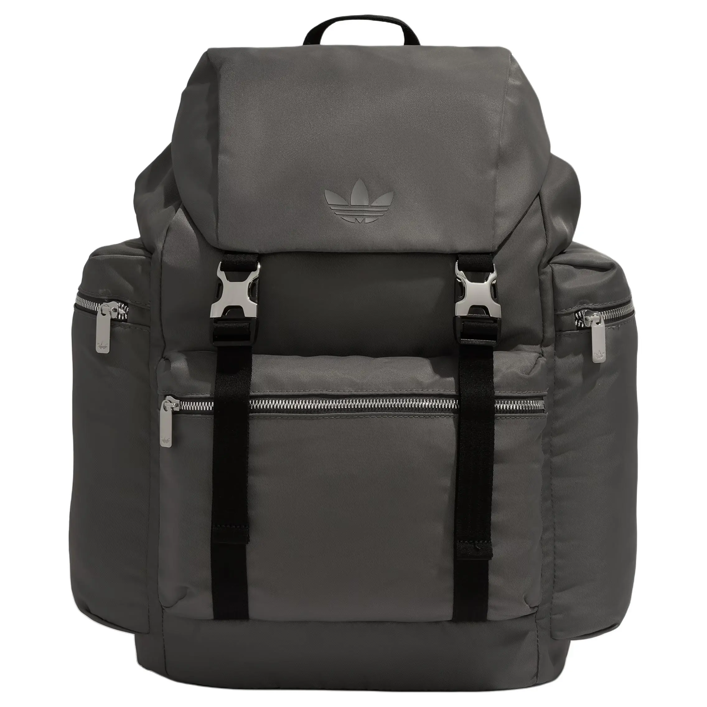 Adidas Originals Lightweight Flip Logo Adjustable Backpack, Unisex Gray Functional Luggage Bag, Lightweight Backpack