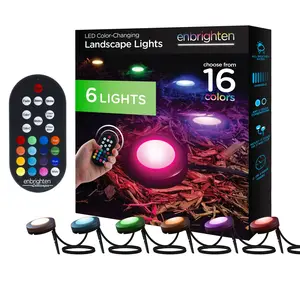Enbrighten Seasons Color Changing LED Landscape Lights, 6 Lights, 50 ft. Black Cord