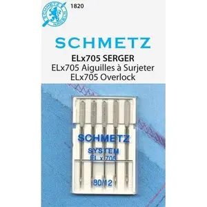 Schmetz Size 80/12 5pk Overlock Serger Sewing Machine Needles 1820 ELX705