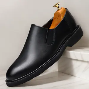 Men's Black Leather Slip-On Loafers, Formal Casual Dress Shoes63752