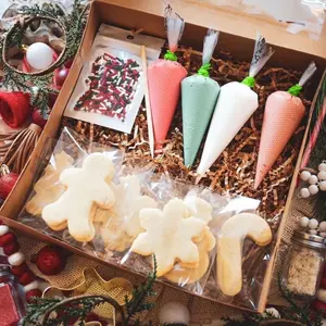 DIY Christmas Sugar Cookie Boxes with 12 Plain Sugar Cookies, 3-4 Icing Bags, and Christmas Sprinkles
