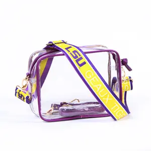 Bridget Clear Purse with Patterned Shoulder Straps - LSU