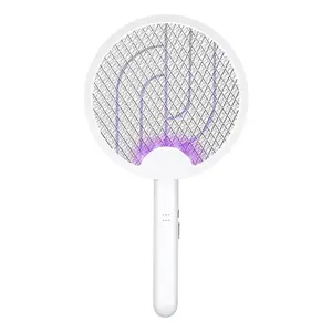 Electric Fly Swatter 4000V – USB rechargeable, built-in trap lamp lures mosquitoes and fruit flies. Swing to zap or leave it on for silent, cordless protection. 1200mAh battery keeps your home buzz‑free all summer.