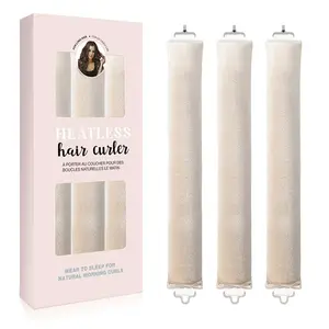 Overnight Heatless Hair Curler Blowout Rods Jumbo, Heatless Curls Satin Jumbo Flexi Rods to Sleep in,Soft Heatless Rod for All Hair Types,No Heat Overnight Sleeping Curls Styling Tools （Beige）