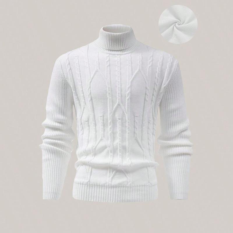 Men's winter long sleeved high neck knitted warm solid color base sweater for autumn and winter, trendy and versatile high street clothes for men