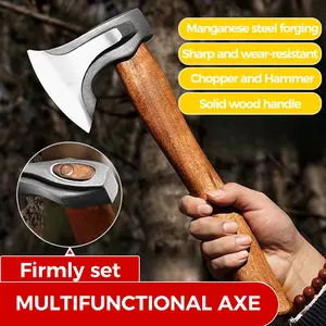 1pc Logging Camping Axe, Wood Axe, Carbon Steel Heat-Treated Jungle Axe - Hand Forged Camping Axe for Chopping Wood, Outdoor, Garden, Gardening, Shelter. Survival Tool Survival Equipment Set Survival Gear