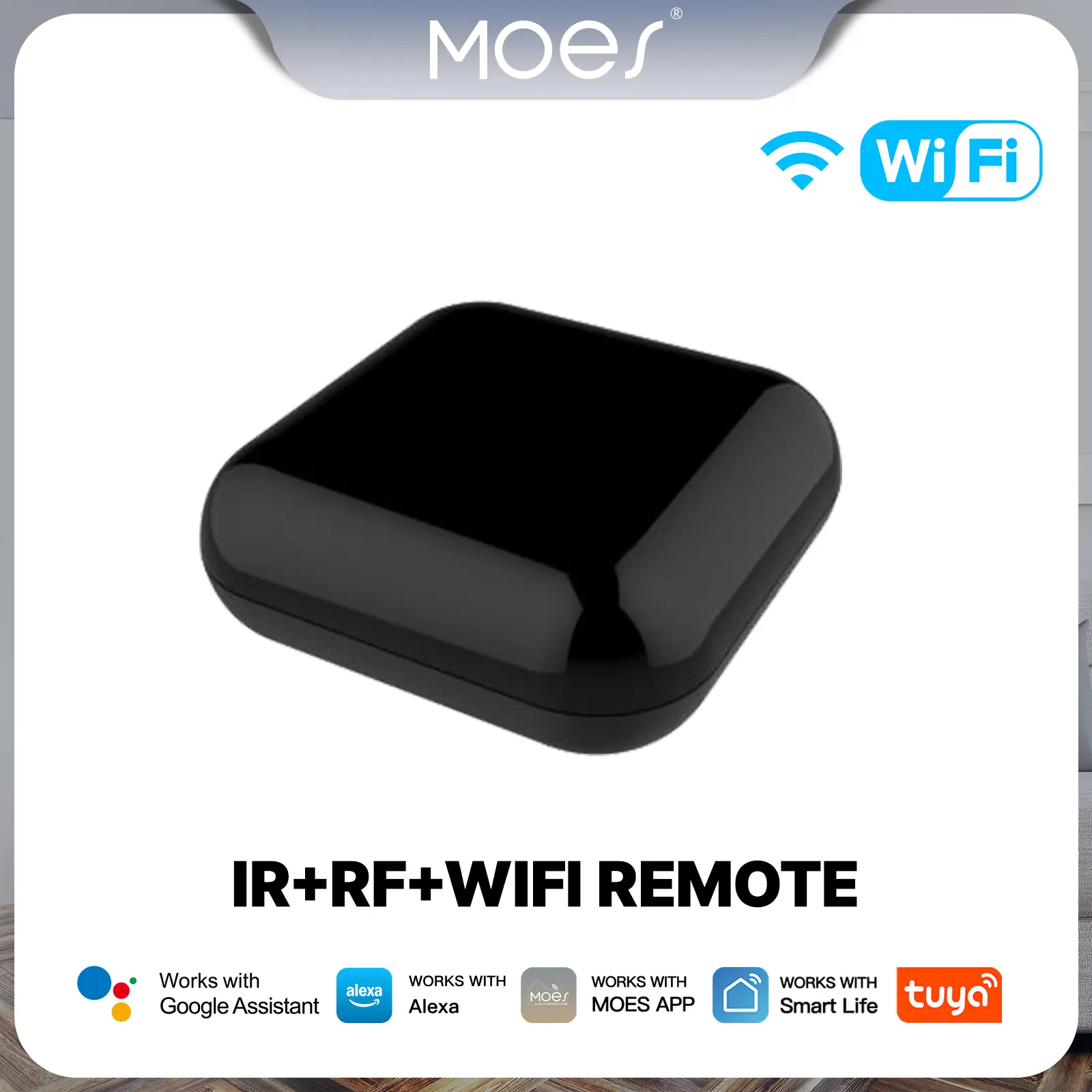 MOES IR + RF + WIFI Remote Control for AC, TV, Fans, Curtains and More, Copy-Button Learning, Voice Control - Works with Alexa & Google Home, No Hub Needed, Compact UFO Design - 360° IR Emission
