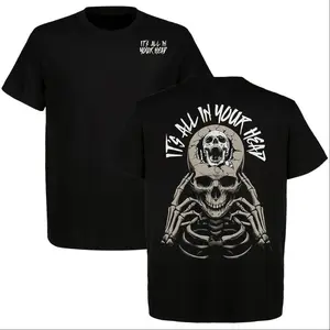 It’s All In Your Head T-shirt, Dark Skeleton Skull Mentality Streetwear Tee, Unisex Short Sleeve Casual 100% Cotton