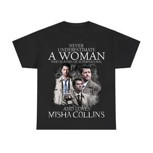 Castiel Shirt Supernatural Shirt, Never Underestimate A Woman Who Is A Fan Of Supernatural And Loves Misha Collins Winchester Brothers Shirt