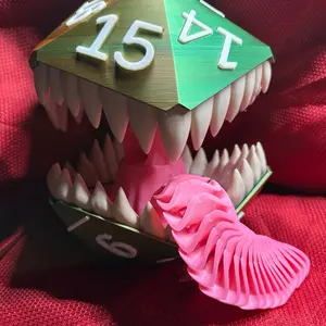 Mimic Dice Tower - Collapsible Dice Tower for Dungeons & Dragons - 3D Printed Storage Tray with Mouth and Neck Options, 8x8 Inches, Ideal for RPGs