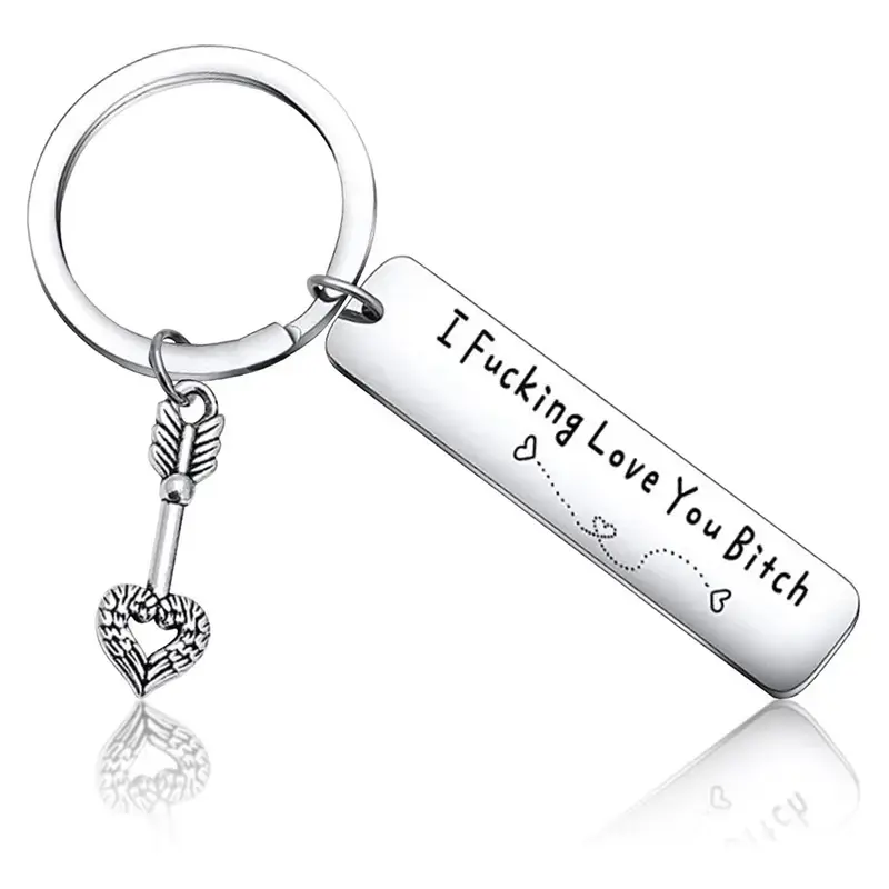 【Back to School】Best Friend Keychain for Women,Stainless Steel Key Chain Engrave I Fking Love You Bith Birthday Christmas Friendship Gift for Bestie Best Friends Female Bff