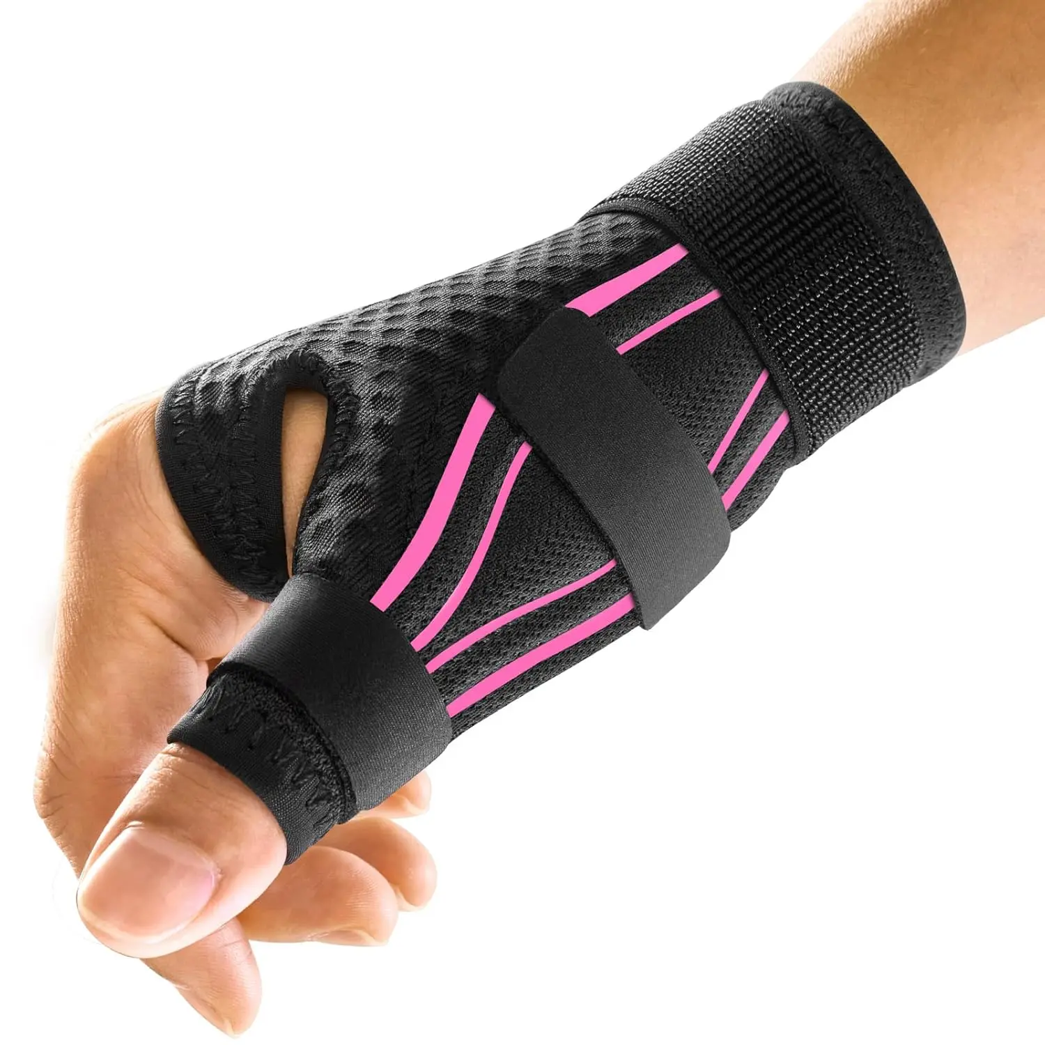 Ergonomical Thumb Brace Right Hand or Left Hand for Arthritis Pain and Support,Thumb Splint for Trigger Thumb, Thumb Support for De Quervains Tenosynovitis, CMC Pain Relief (S/M Pink/Black)
