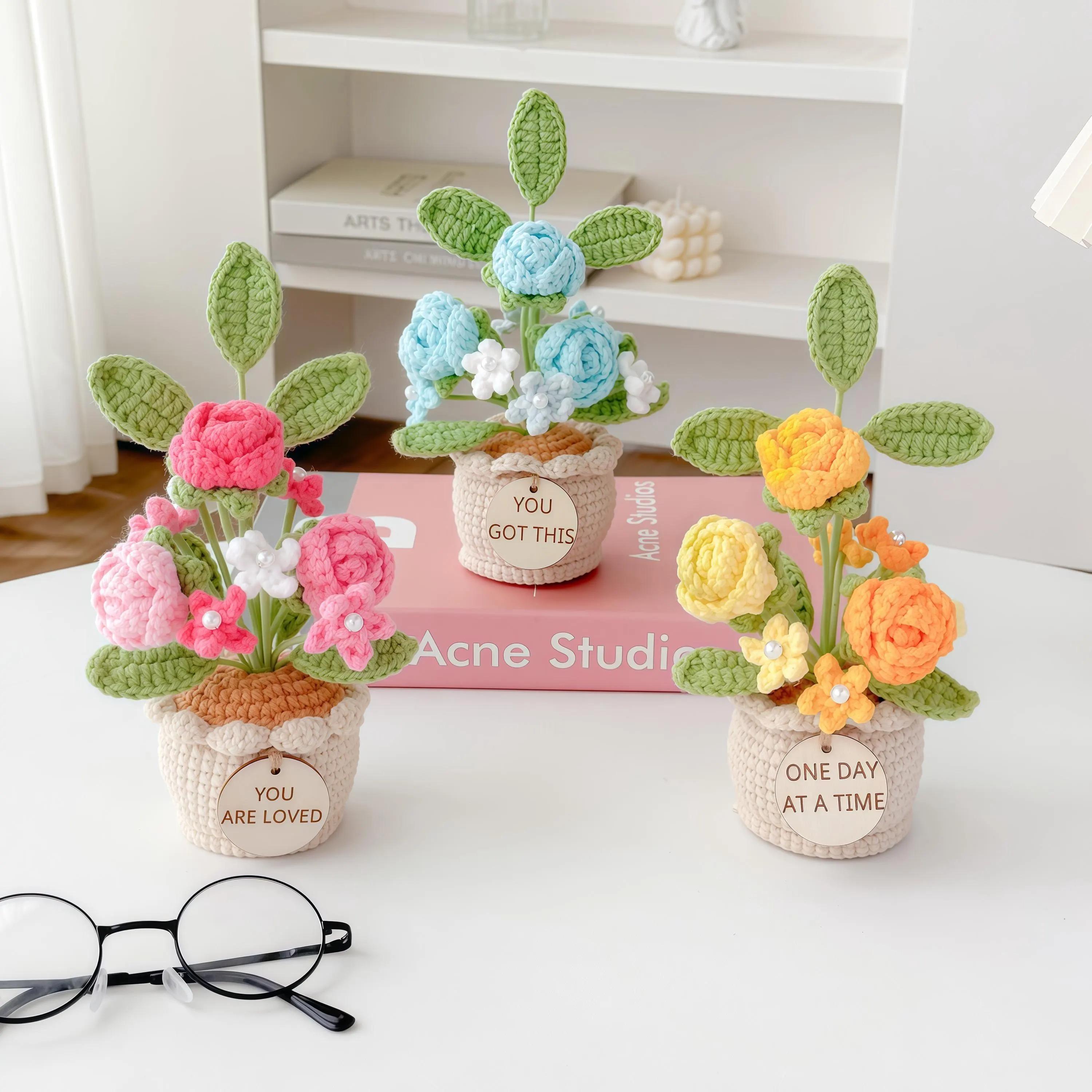 Crochet Sunflower Plant, Sunflower in Pot, Home Decor, Encouragement Daily Positive Affirmations, Birthday, Christmas Gift, Gift for Her