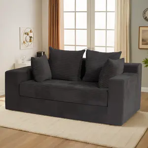 Winzoo Convertible Sofa Bed 3 in 1 Loveseat Folding Couch Bed Foldable Chaise Lounge Chair Floor Futon Sleeper Corduroy with 4 Pillows for Living Room