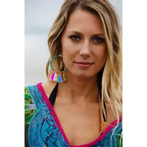 Turquoise Tassel Hoop Earrings
