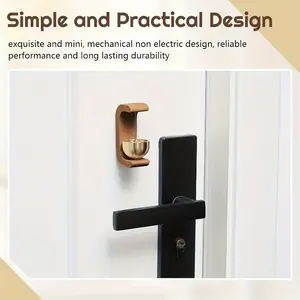 Natural Wood & Brass Magnetic Mechanical Doorbell with Wind Chime, Battery-Free Dopamine Bell, Elegant Decorative Home Decor for Bedroom and Entrance