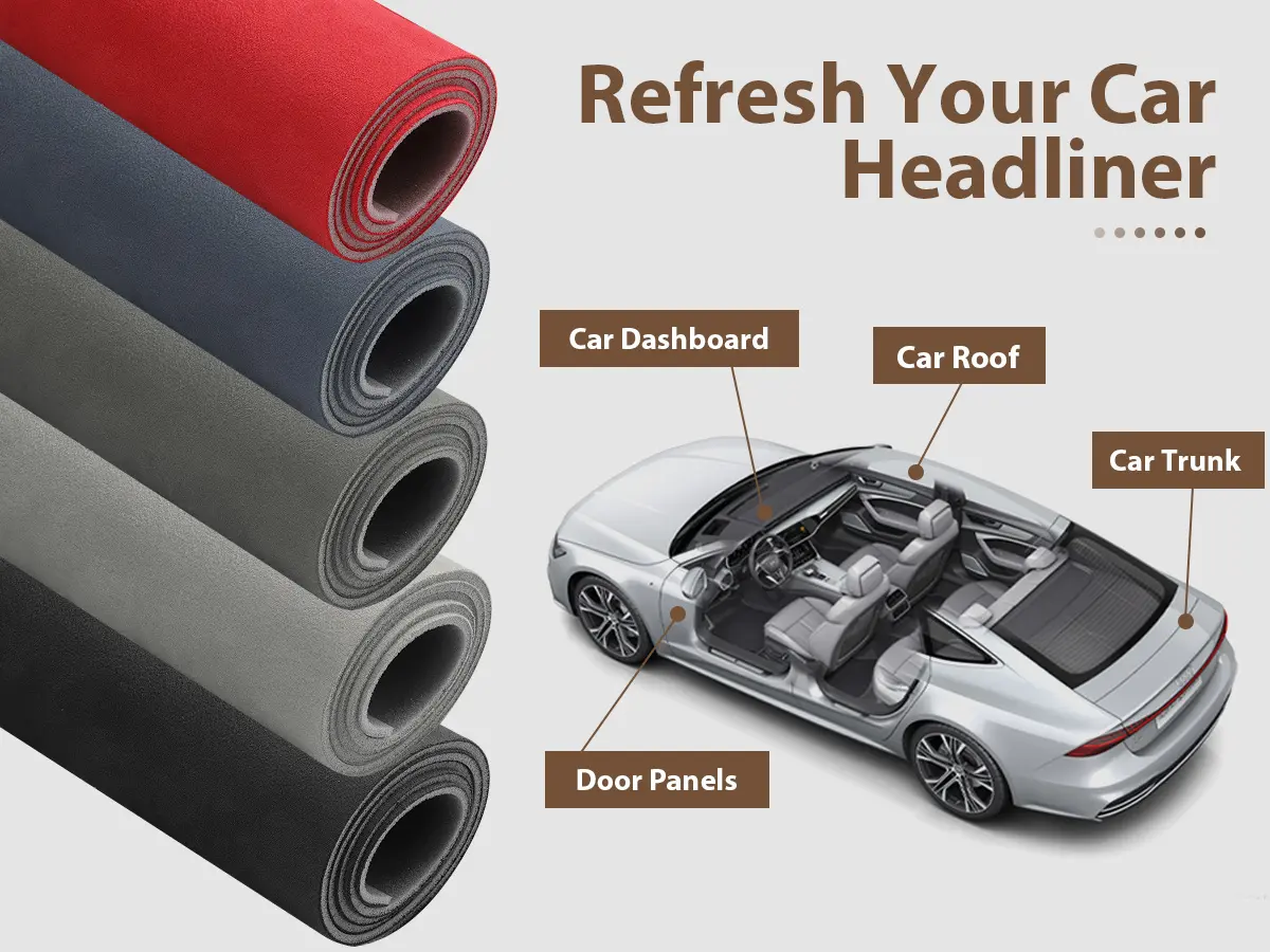 Suede Headliner Foam Fabric Upholstery (3mm) – Car Roof Liner Replacement & Boat Interior Renovation Material Sold by Yard ceiling with  Foam  Backing synthetic
