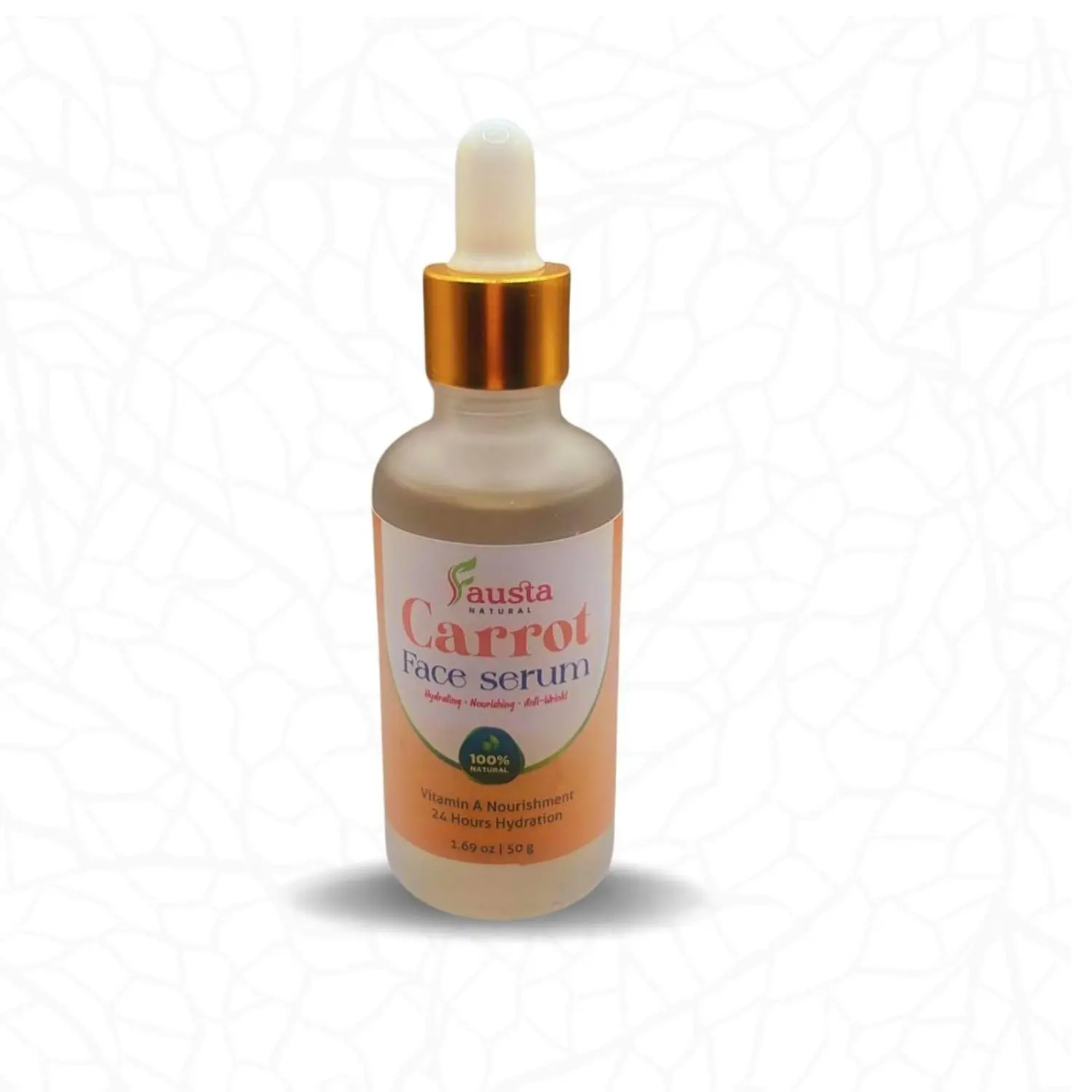 Fausta Natural Carrot Face Serum Vitamin A Antioxidant Rich Formula Deep Hydration Brightening Anti Aging Support Daily Facial Oil for Radiant Youthful Skin 1.69 oz 50g