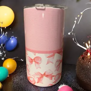 Pink Bow 3 Kids Tumbler - Portable Drinkware with Lid, Colorful Design, Fun and Stylish for Kids, Ideal for Hydration - Cup, Reusable, Bottled, Bottle, Water Bottles, Mug