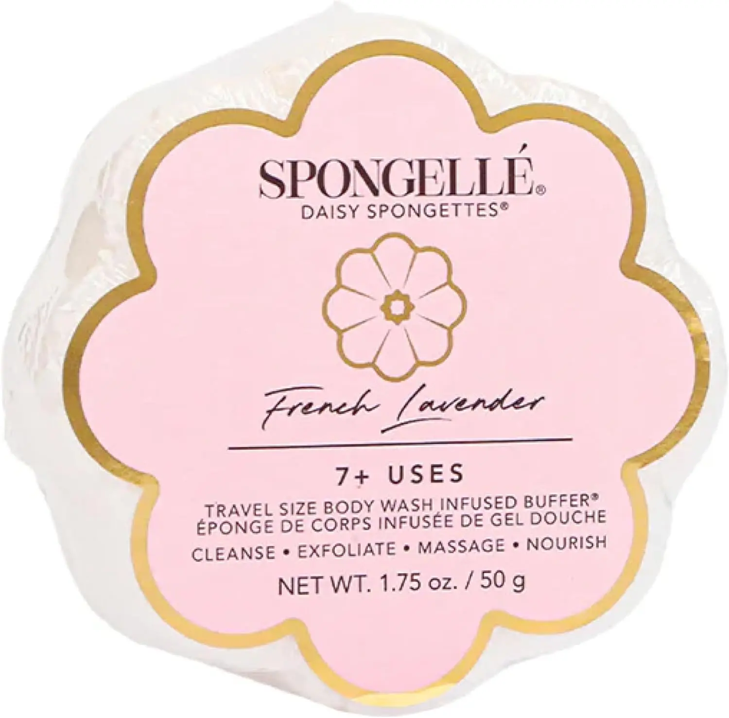 Spongellé French Lavender Daisy Spongette Body Wash Sponge, Travel Size, 7+ Uses