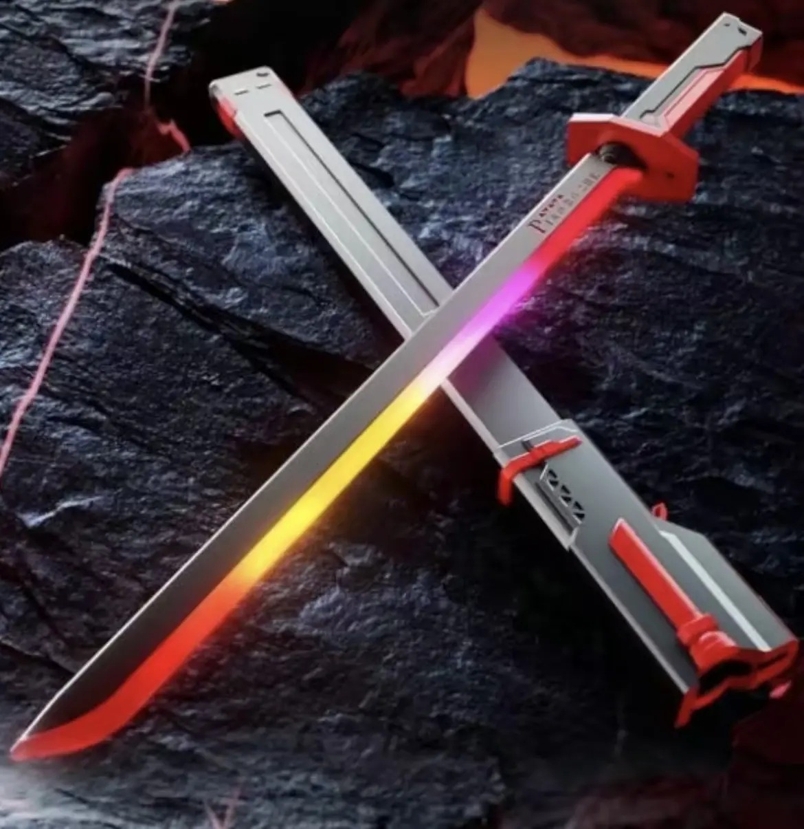 31.5" Cyberpunk Neon Sword Spark Blade Lightsaber Toy – Spark Edition with Sound & Fog, Eight-Color Streaming Light Effect, Type-C Rechargeable for Rave, Cosplay & Display plastic anime cosplay prop Ignite The Stars