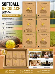 6 Piece Baseball Cross Necklace Set, Inspirational Faith Sports Pendant Necklaces, Team Building Gifts, Motivational Jewelry