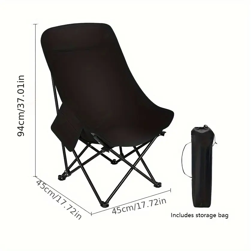 Heavy-Duty Campchair with Brushed Metal Collapsible Frame for Adults - Oversized, Portable with Detachable Rest and Cup Holder, Metal Frame, Brushed Finish, Collapsible Frame Chairs, Cupholder Chairs