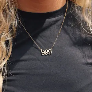 18K Gold Stainless Steel Angel Number Necklace Set: Stainless