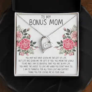 Bonus Mom Gift For Step Mother, Step Mom Gift For Stepmom Necklace, Gift For Unbiological Mom For Mother'S Day, Christmas Step Mom Birthday, Mother's day Gift Necklace With Meaningful Message Card Inside