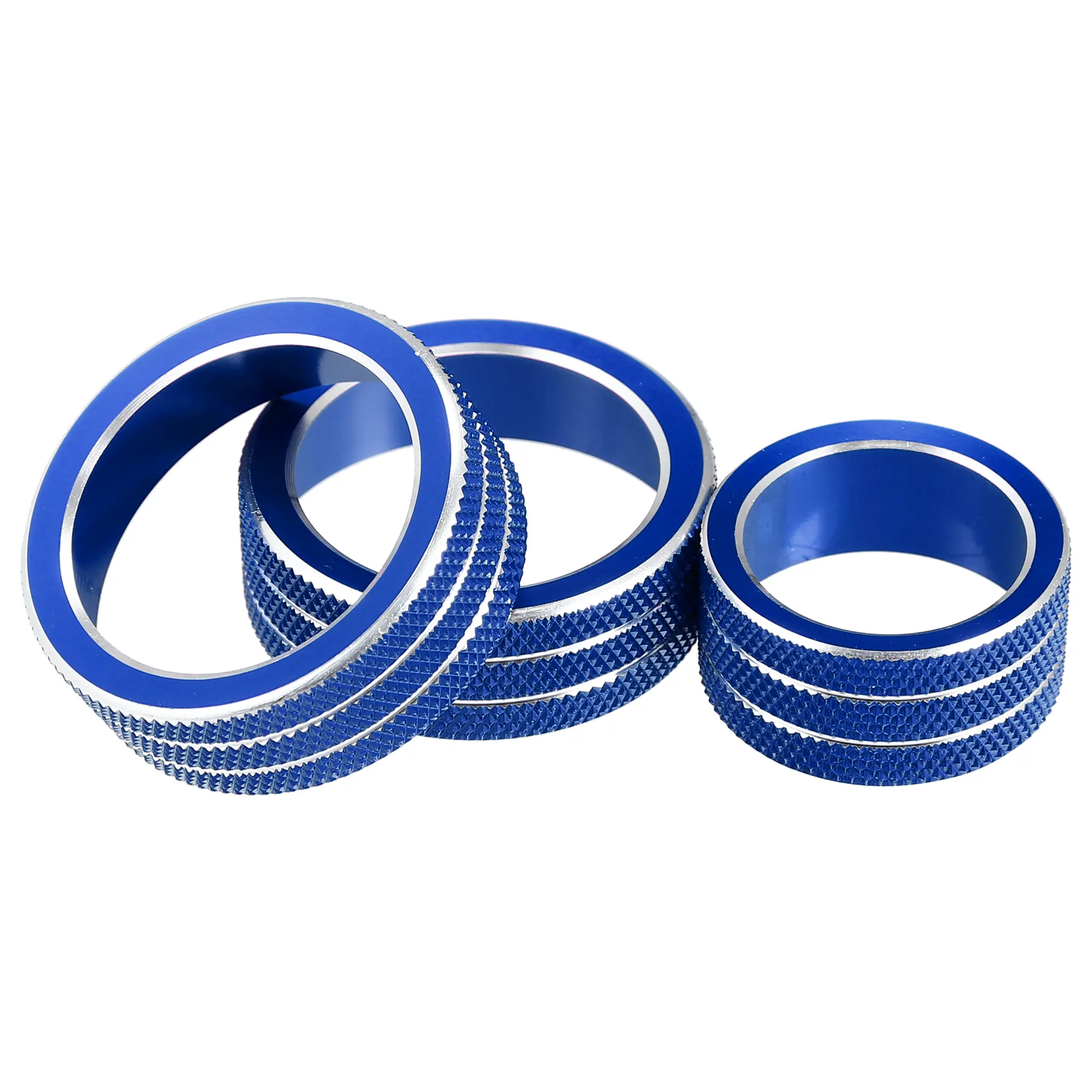 Car Console AC Audio Volume Knob Ring Cover for Chevy Malibu 2017-2022 Blue (Set of 3)