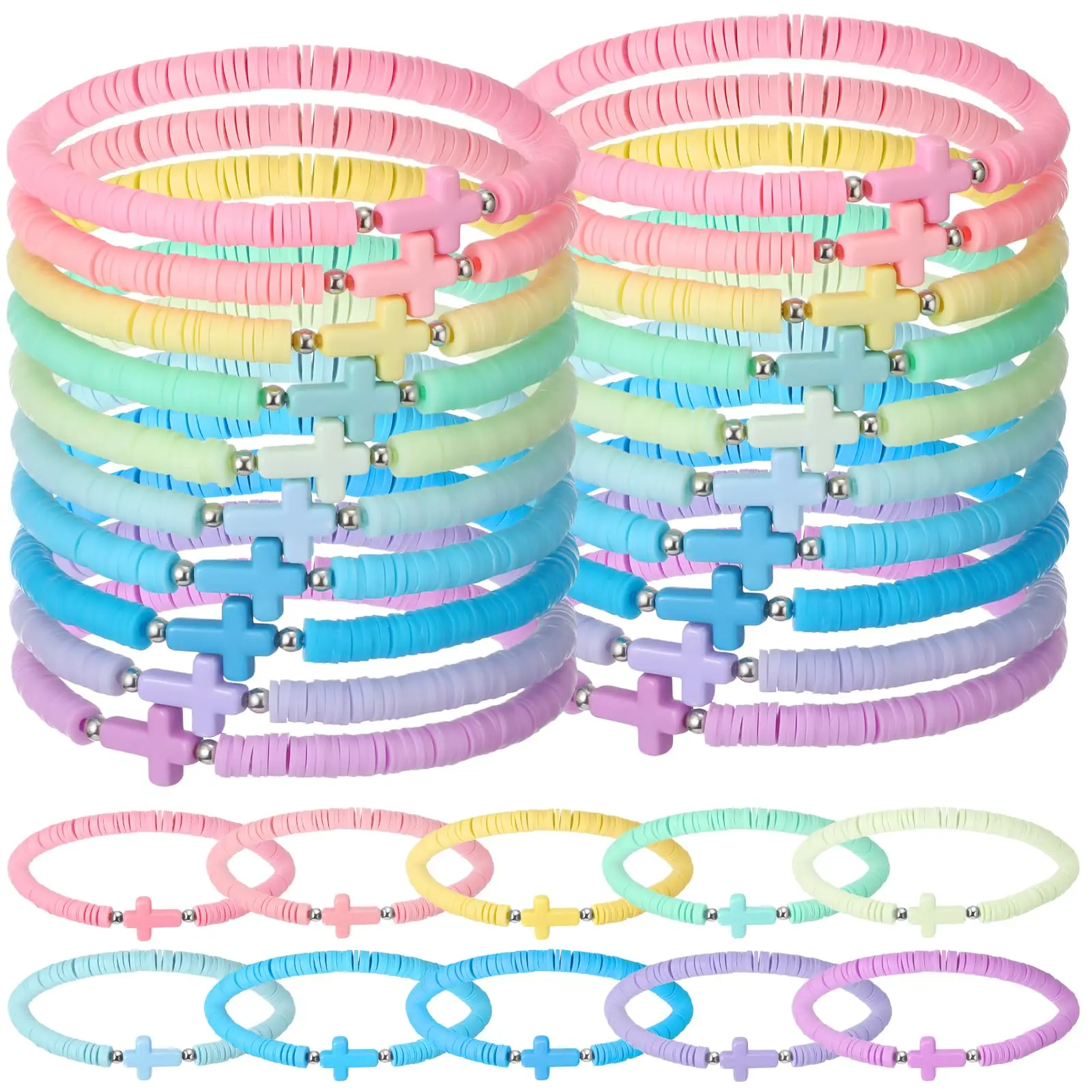 30pcs Pastel cross bracelet