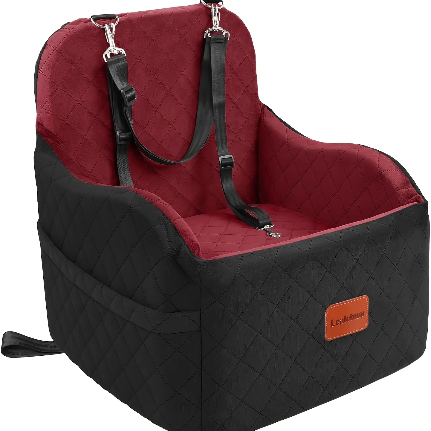 Small and Medium Dog Car Seat Carrier, Puppy Carrier (Up to 30 lbs) - Safe with Safety Belt & Clip-On Leash, Cozy Travel Bed, Removable Water-Resistant Fabric, Machine Washable, Storage Pockets Convenient for Small Items