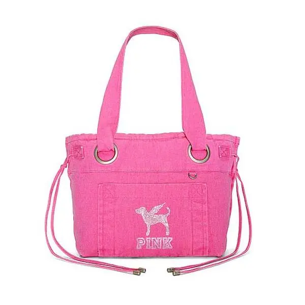 PINK Canvas Flat-Bottom Tote Bag