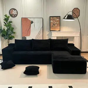 106" Oversized L-Shaped Reconfigurable Cloud Modular Sectional Sofa with Chaise, Boneless Comfy Corduroy Fluffy Deep-Seat Couch, Flexible Module Combination, No Assembly, Side Pockets, Ideal for Sofas Living Room and Decorating Living Room