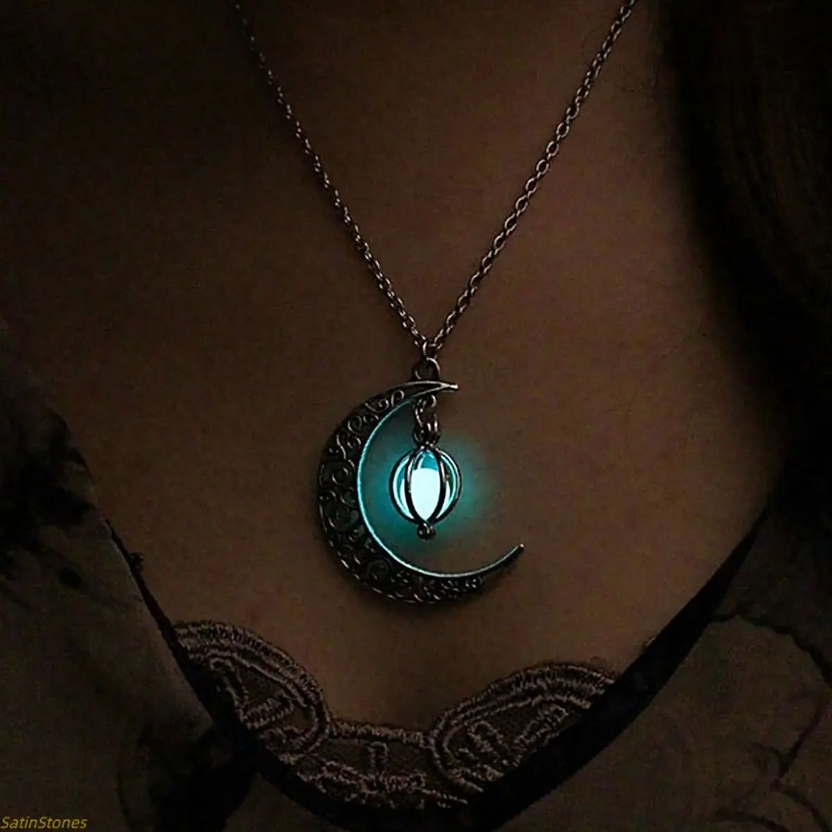 Women's Luminescent Moon Pumpkin Creative Alloy Clavicular Necklace - Gothic Necklaces, Chain Jewelry, Choker, Mother's Day Gift, Chain Jewelry Necklaces