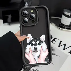 Cute Husky Face Pattern Matte Phone Case, Suitable for iPhone 17 Air/16 Plus/15 Pro Max/14 Pro/13/12/11/XS Max/X Phone Case, Perfect Christmas Gift for Family, Friends, Lovers, Boyfriend, Girlfriend