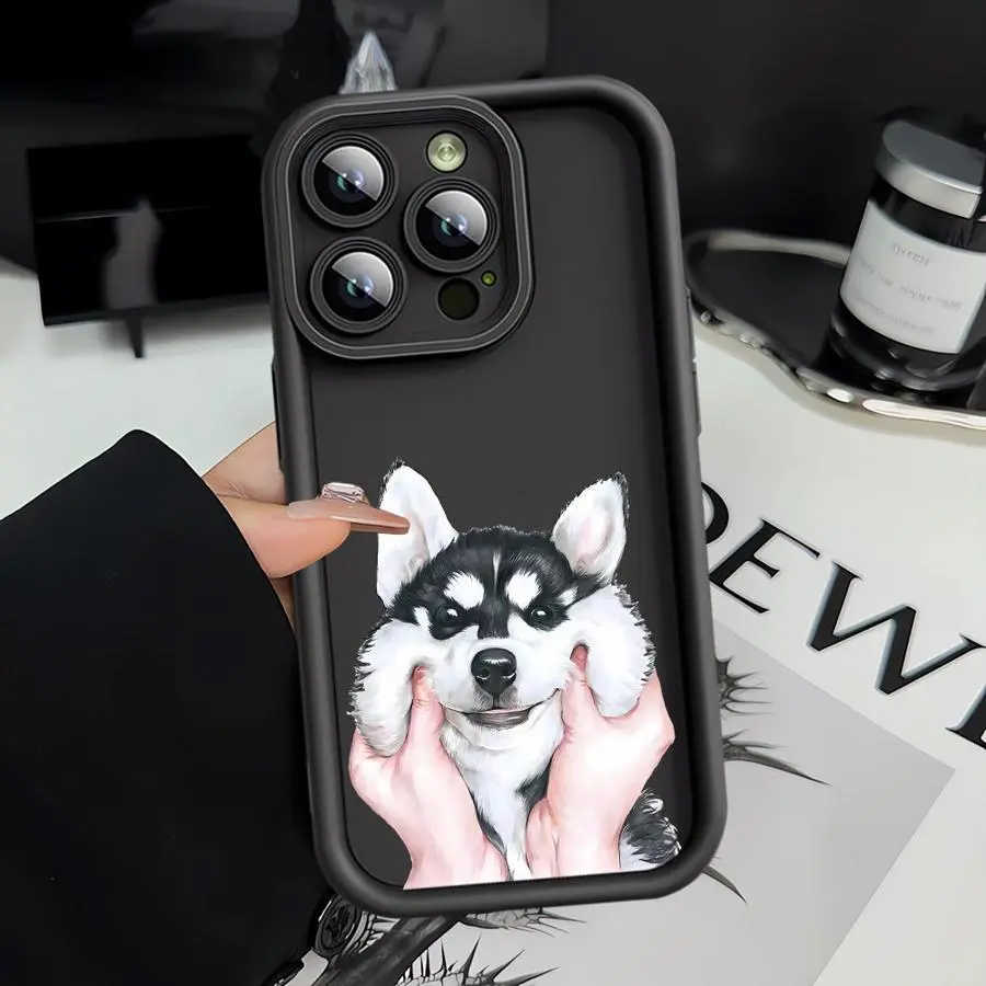 Matte Cute Husky Face Pattern Smartphone Case - Handheld Cellphone Protection for iPhone 17 Air/16 Plus/15 Pro Max/14 Pro/13/12/11/XS Max/X Devices, Ideal Christmas Gift for Loved Ones, Casing