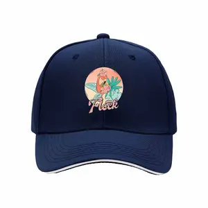 Flamingo with flowers and leaves Flock Unisex Adjustable outdoor sports hat Men's and women's casual sports outdoor sandwich baseball cap